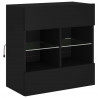 Ścienna szafka TV z LED, czarna, 58,5x30x60,5 cm