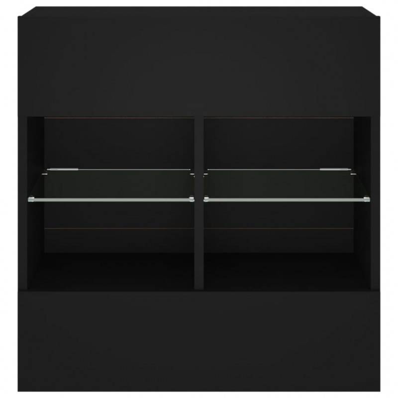 Ścienna szafka TV z LED, czarna, 58,5x30x60,5 cm