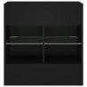 Ścienna szafka TV z LED, czarna, 58,5x30x60,5 cm