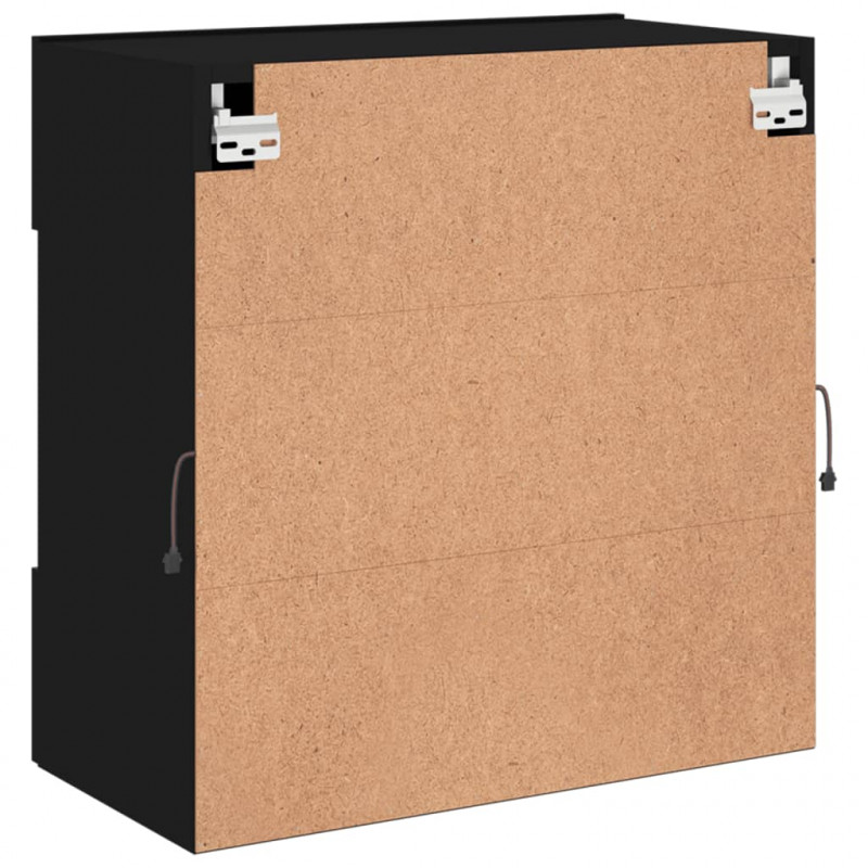 Ścienna szafka TV z LED, czarna, 58,5x30x60,5 cm