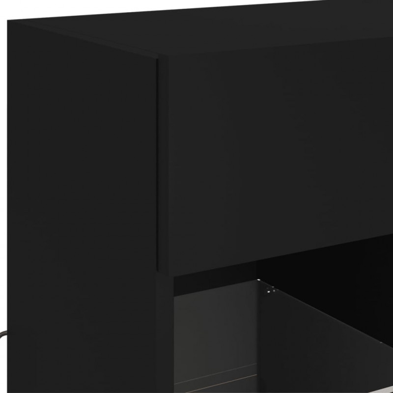 Ścienna szafka TV z LED, czarna, 58,5x30x60,5 cm