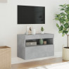 Ścienna szafka TV z LED, szarość betonu, 60x30x40 cm