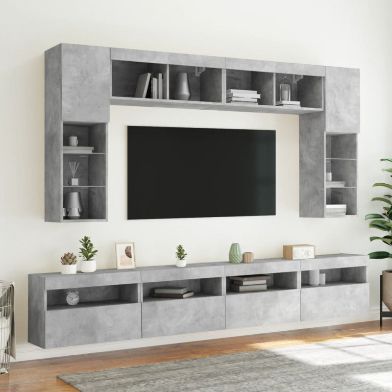 Ścienna szafka TV z LED, szarość betonu, 60x30x40 cm