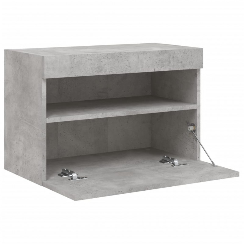 Ścienna szafka TV z LED, szarość betonu, 60x30x40 cm