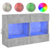 Ścienna szafka TV z LED, szarość betonu, 98,5x30x60,5 cm