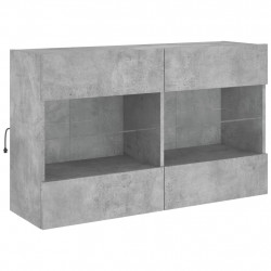 Ścienna szafka TV z LED, szarość betonu, 98,5x30x60,5 cm