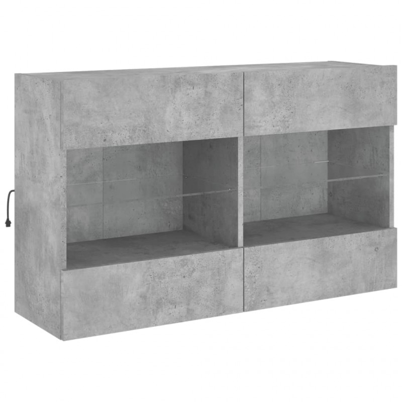 Ścienna szafka TV z LED, szarość betonu, 98,5x30x60,5 cm