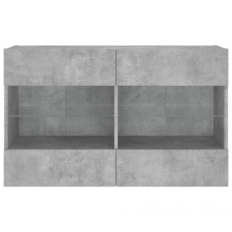Ścienna szafka TV z LED, szarość betonu, 98,5x30x60,5 cm