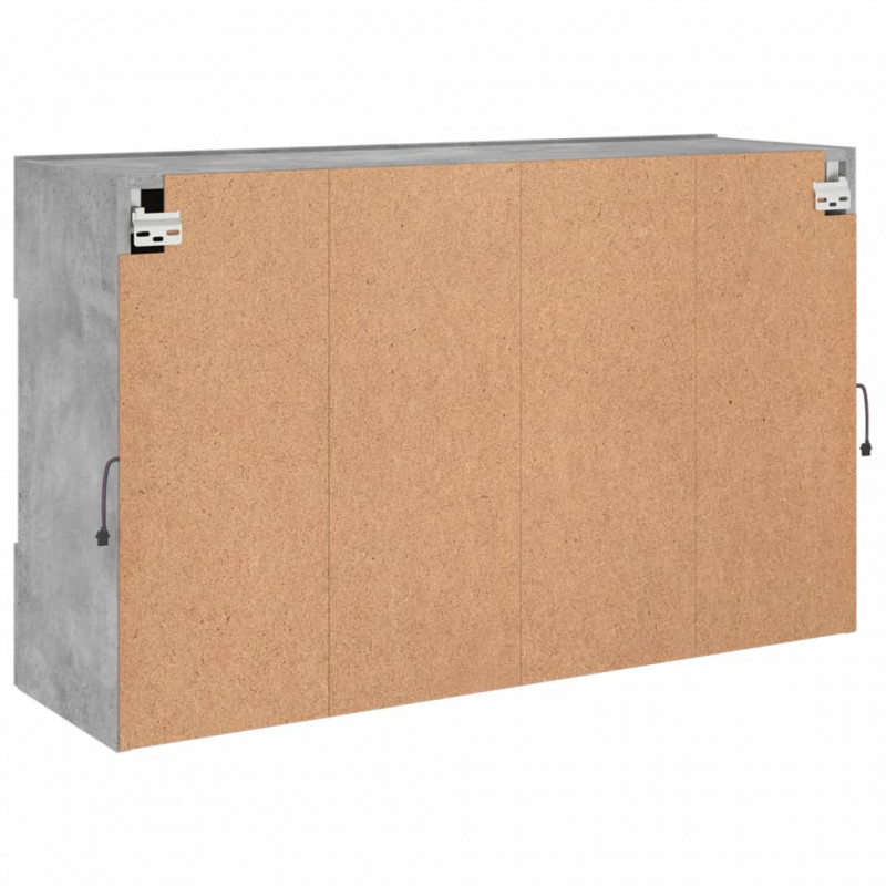 Ścienna szafka TV z LED, szarość betonu, 98,5x30x60,5 cm