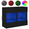 Ścienna szafka TV z LED, czarna, 78,5x30x60,5 cm