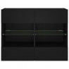 Ścienna szafka TV z LED, czarna, 78,5x30x60,5 cm