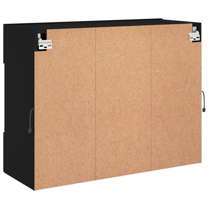 Ścienna szafka TV z LED, czarna, 78,5x30x60,5 cm