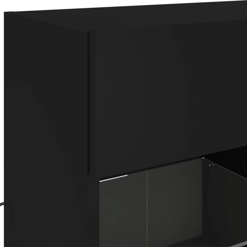 Ścienna szafka TV z LED, czarna, 78,5x30x60,5 cm