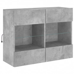 Ścienna szafka TV z LED, szarość betonu, 78,5x30x60,5 cm