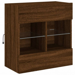 Ścienna szafka TV z LED, brązowy dąb, 58,5x30x60,5 cm