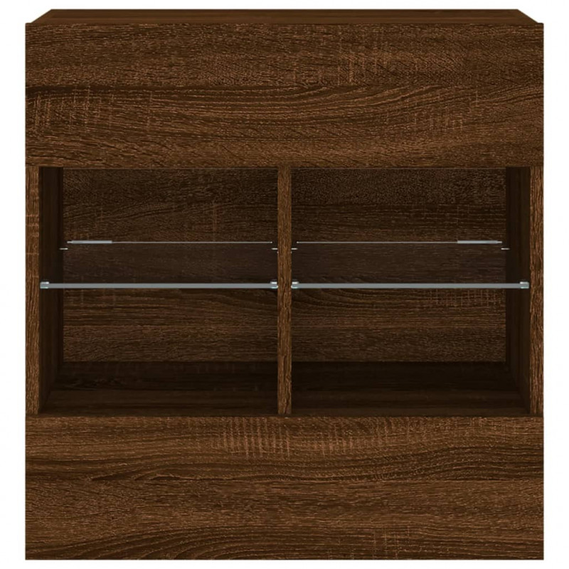 Ścienna szafka TV z LED, brązowy dąb, 58,5x30x60,5 cm