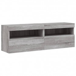 Ścienne szafki TV z LED, 2 szt., szary dąb sonoma, 60x30x40 cm