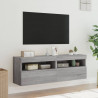 Ścienne szafki TV z LED, 2 szt., szary dąb sonoma, 60x30x40 cm