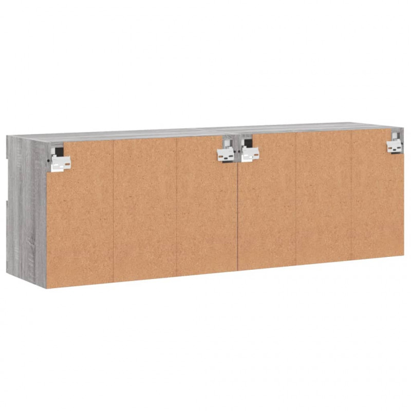Ścienne szafki TV z LED, 2 szt., szary dąb sonoma, 60x30x40 cm