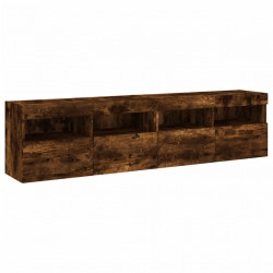 Ścienne szafki TV z LED, 2 szt., przydymiony dąb, 80x30x40 cm