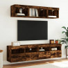 Ścienne szafki TV z LED, 2 szt., przydymiony dąb, 80x30x40 cm