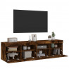 Ścienne szafki TV z LED, 2 szt., przydymiony dąb, 80x30x40 cm