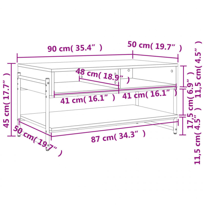 Stolik kawowy, kolor dąb sonoma, 90x50x45 cm