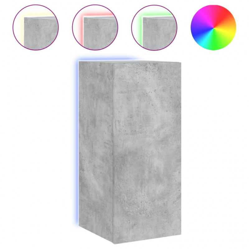 Ścienna szafka TV z LED, szarość betonu, 30,5x35x70 cm