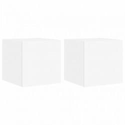 Ścienne szafki TV z LED, 2 szt., białe, 30,5x35x30 cm