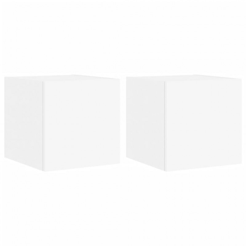 Ścienne szafki TV z LED, 2 szt., białe, 30,5x35x30 cm