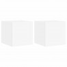 Ścienne szafki TV z LED, 2 szt., białe, 30,5x35x30 cm