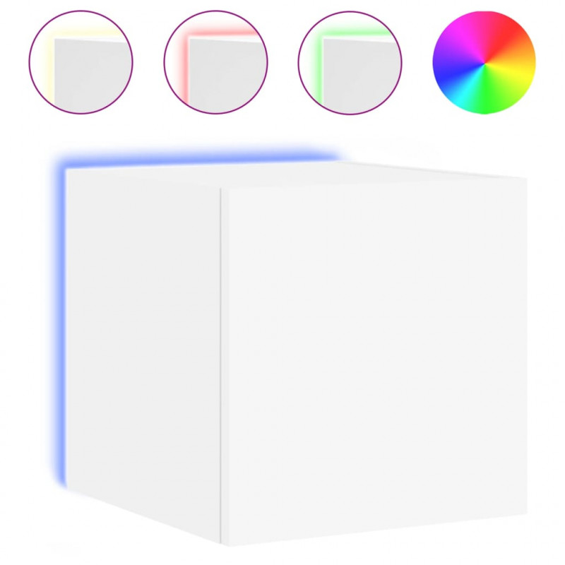 Ścienne szafki TV z LED, 2 szt., białe, 30,5x35x30 cm