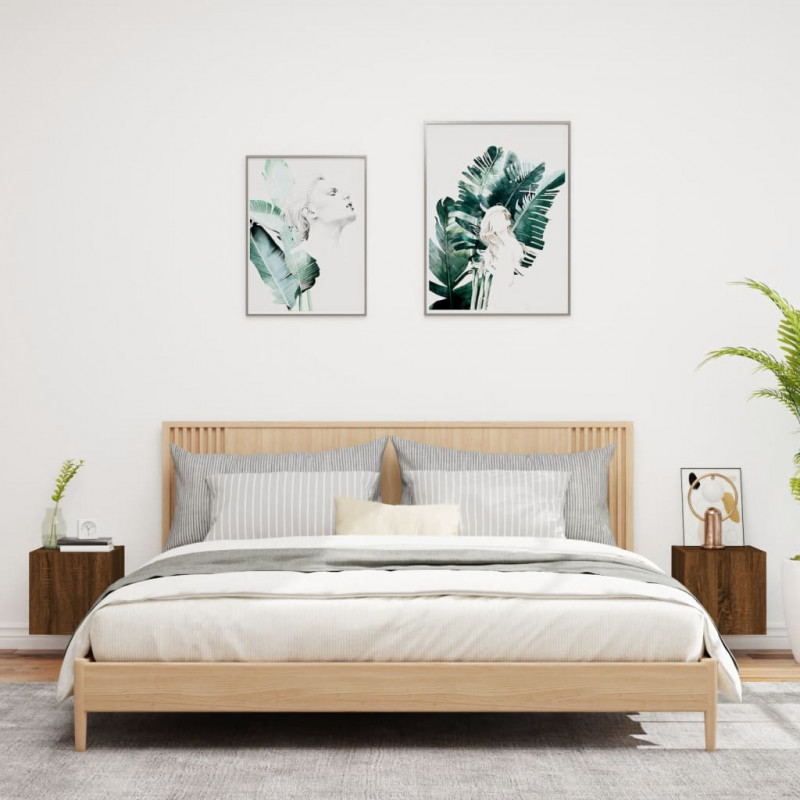 Ścienne szafki TV z LED, 2 szt., brązowy dąb, 30,5x35x30 cm