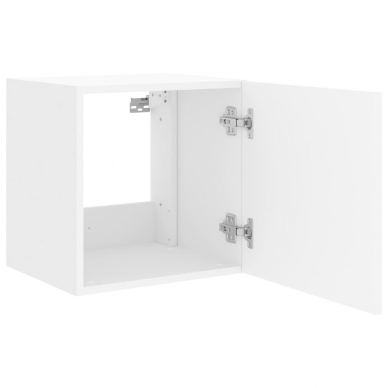 Ścienna szafka TV z LED, biała, 40,5x35x40 cm