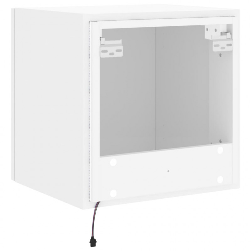 Ścienna szafka TV z LED, biała, 40,5x35x40 cm