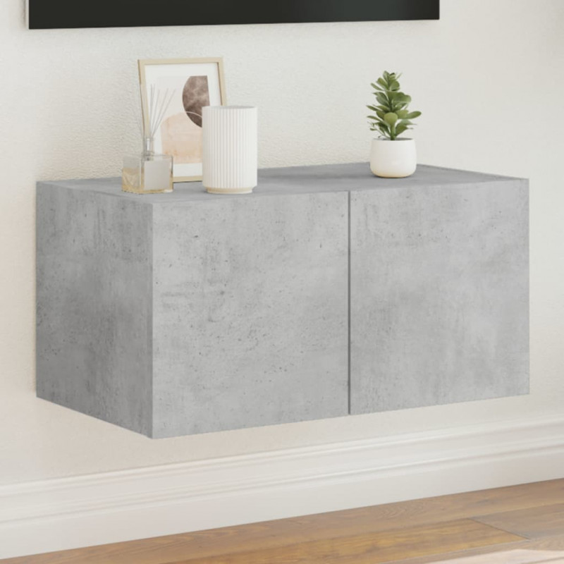 Ścienna szafka TV z LED, szarość betonu, 60x35x31 cm