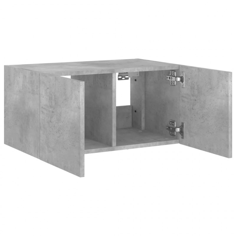 Ścienna szafka TV z LED, szarość betonu, 60x35x31 cm