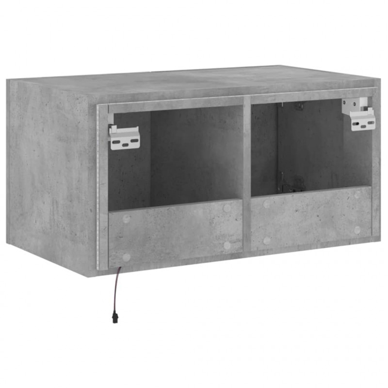Ścienna szafka TV z LED, szarość betonu, 60x35x31 cm