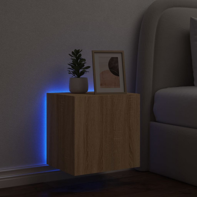 Ścienna szafka TV z LED, dąb sonoma, 40,5x35x40 cm