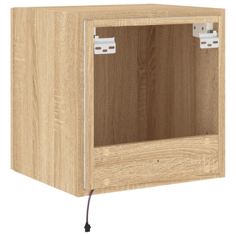 Ścienna szafka TV z LED, dąb sonoma, 40,5x35x40 cm