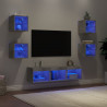 7-częściowy zestaw mebli TV z LED, szarość betonu