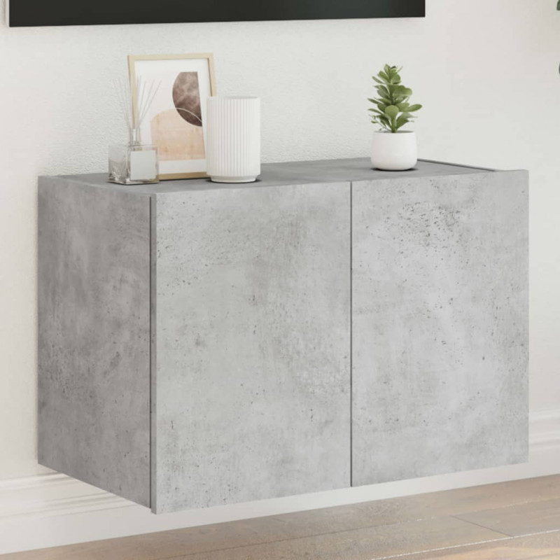Ścienna szafka TV z LED, szarość betonu, 60x35x41 cm