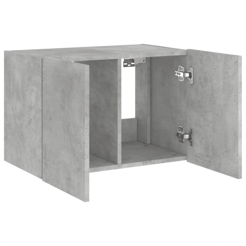 Ścienna szafka TV z LED, szarość betonu, 60x35x41 cm