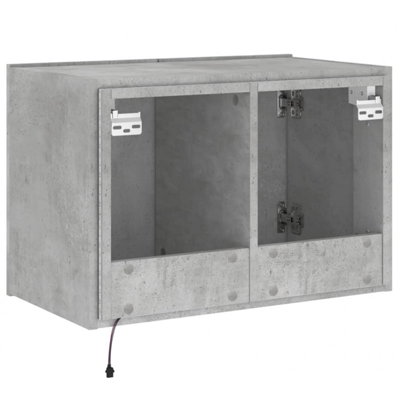 Ścienna szafka TV z LED, szarość betonu, 60x35x41 cm