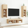 5-częściowy zestaw mebli TV z LED, dąb sonoma