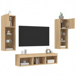 5-częściowy zestaw mebli TV z LED, dąb sonoma