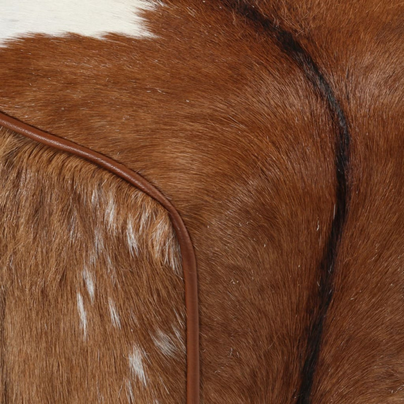 Ławka brązowo-biała, 110x30x45 cm, naturalna kozia skóra