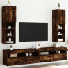 Szafki TV, z LED, 2 szt., przydymiony dąb, 30,5x30x102 cm