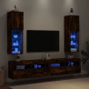 Szafki TV, z LED, 2 szt., przydymiony dąb, 30,5x30x102 cm