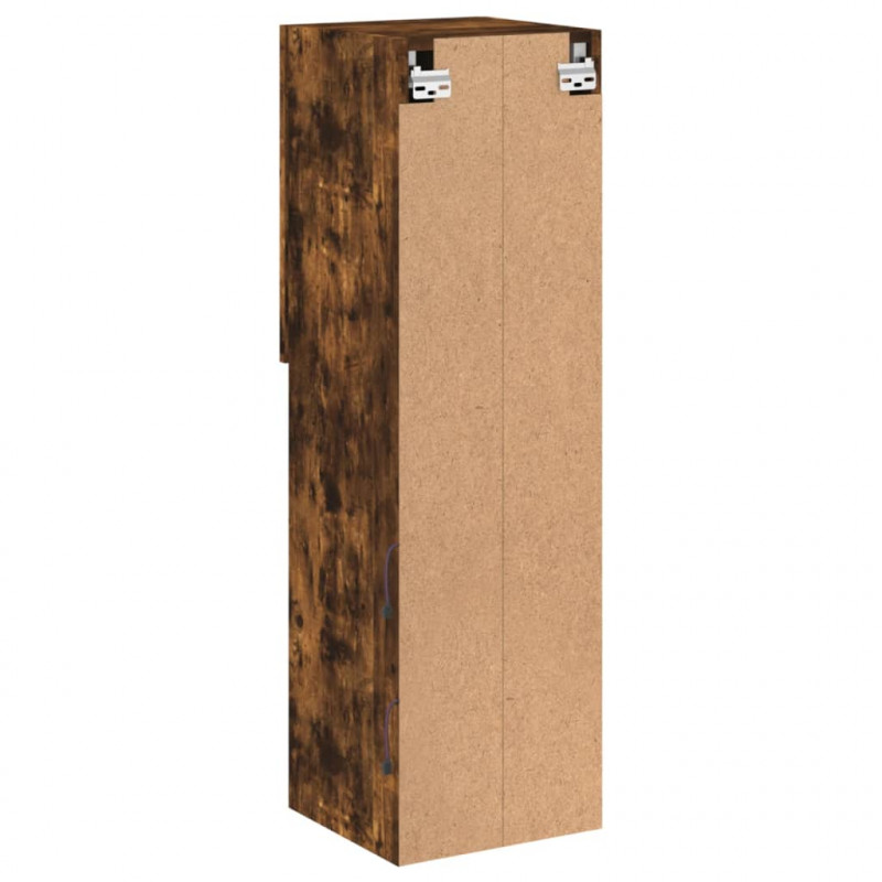 Szafki TV, z LED, 2 szt., przydymiony dąb, 30,5x30x102 cm